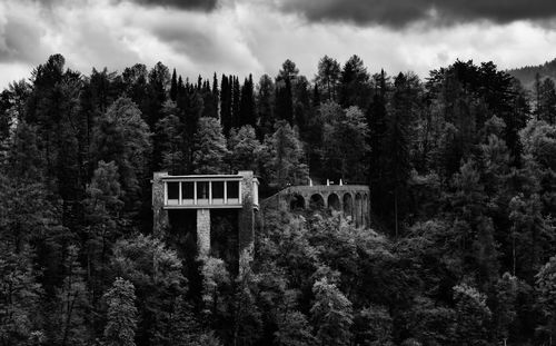 Bled, the hotel in the wood against sky