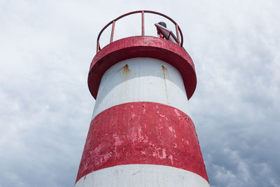 Low angle view of lighthouse against sky