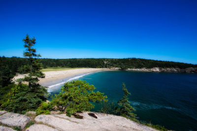 Scenic view of calm sea against clear sky