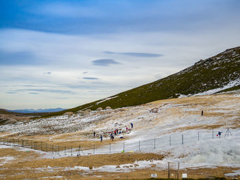 Scenic view of snowcapped mountain against sky