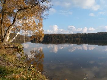 Scenic view of lake against sky