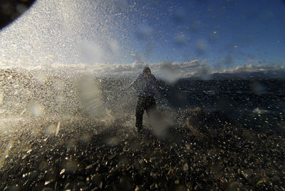 Full frame shot of wet glass during rainy season