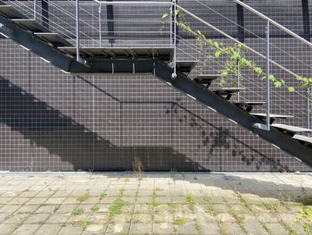 High angle view of staircase by building