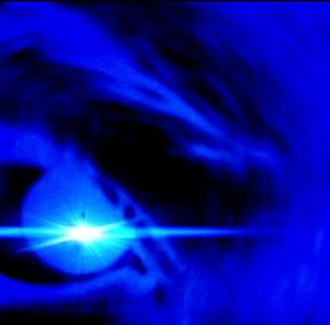 Close-up of blue light painting