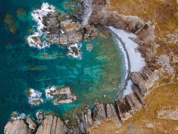 Aerial view of the coastline at spillars cove, newfoundland, canada