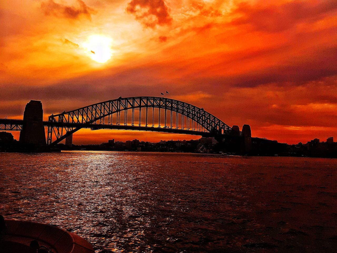 SILHOUETTE OF BRIDGE OVER RIVER AGAINST CLOUDY SKY