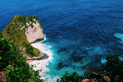 High angle view of rocks on beach