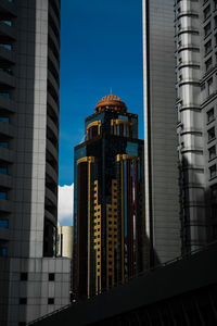 Low angle view of modern buildings in city