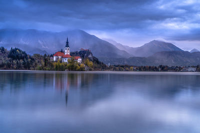 Scenic view of lake against sky
