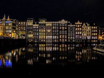 Illuminated buildings at night