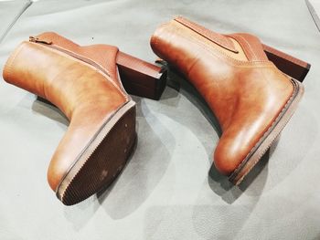 High angle view of shoes on table