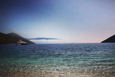 Scenic view of sea against clear sky