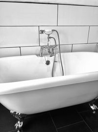 High angle view of faucet in bathroom