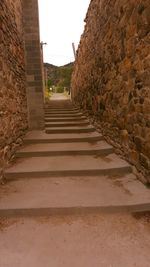 Close-up of steps against clear sky