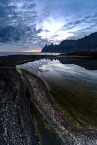 Scenic view of sea against sky during sunset