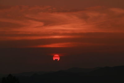 Silhouette of mountain at sunset