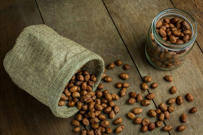 High angle view of peanut on table