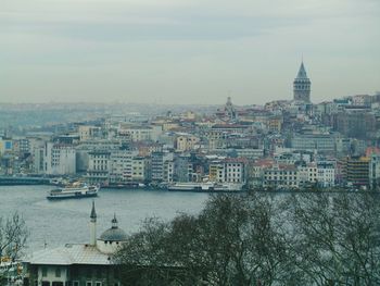 View of river with buildings in background