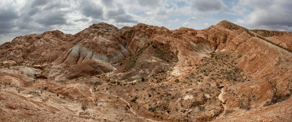 Panoramic view of rocky mountains against sky