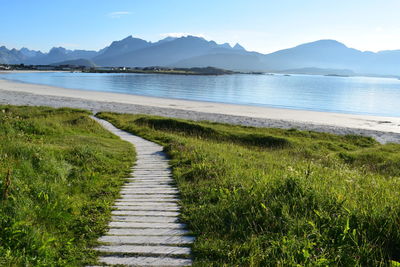 Scenic view of mountains against clear sky