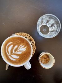 High angle view of coffee on table