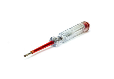 High angle view of pen against white background