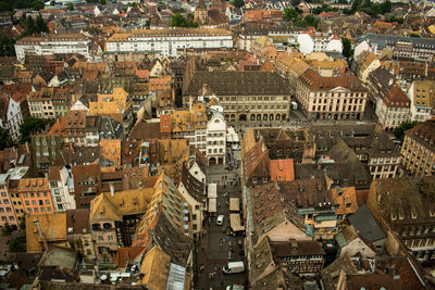 High angle view of buildings in city