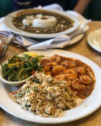 High angle view of meal served in plate