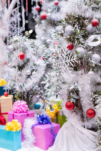 Flowers on christmas tree