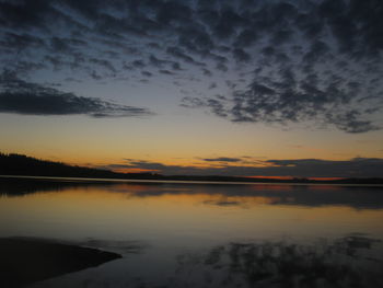 Scenic view of lake at sunset