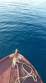 High angle view of wooden post in sea