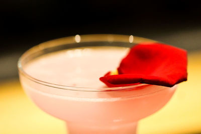 Close-up of drink in glass on table