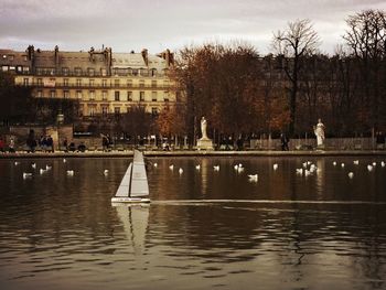 Reflection of buildings in lake