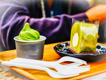 Close-up of salad in bowl on table