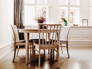 Empty chairs and table