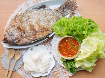 High angle view of vegetables in bowl