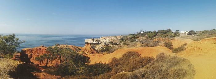 Scenic view of sea against clear sky