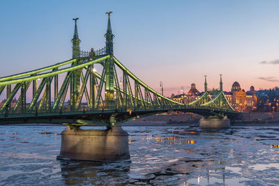 Golden gate bridge over river against sky