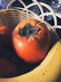 High angle view of orange in container