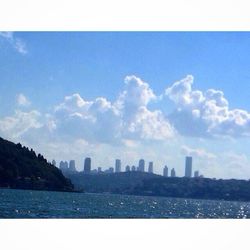 Cityscape against blue sky