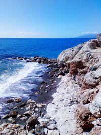 Scenic view of sea against clear sky