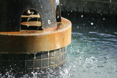 Close-up of water falling from fountain