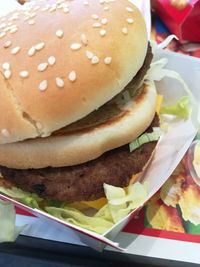 Close-up of burger in plate