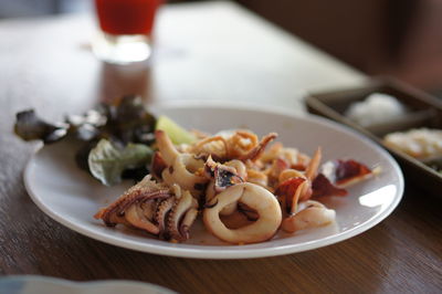 Close-up of meal served in plate