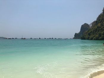 Scenic view of sea against clear sky