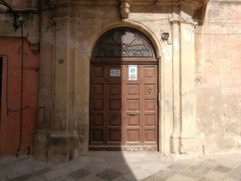 Closed door of old building