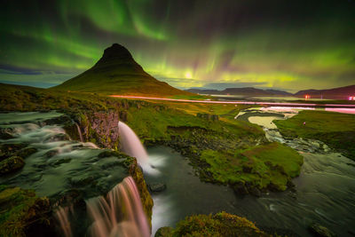 Scenic view of waterfall