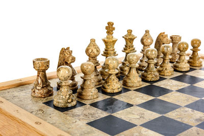 High angle view of chess board