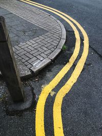 High angle view of markings on road