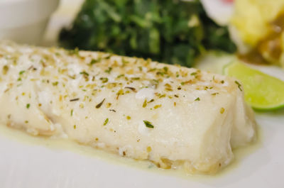 Close-up of served food in plate
